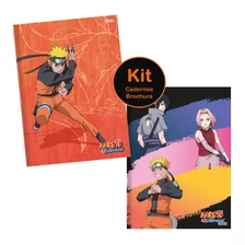 Kit 2un Caderno Naruto Uzumaki Espiral 1m 80fls Capa Dura