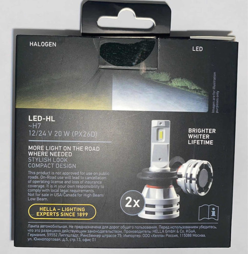 Foco Led H7 Hella Retrofit 6500k 200%+luz 12/24v 20w Foto 2