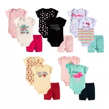 Kit15 Pçs Bebê Body Menino Menina Manga Curta Shorts Algodão