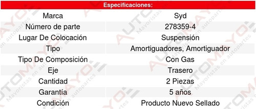 2 Amortiguadores Suspension Gas Trasero Saveiro 10/16 Foto 3