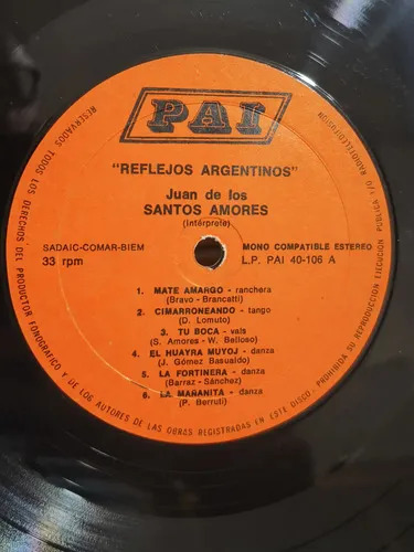 Juan De Los Santos Amores - Reflejos Argentinos - vinilo 1980