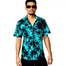 Camisa Coqueiros Masculina Social Estampada Floral Camiseta 