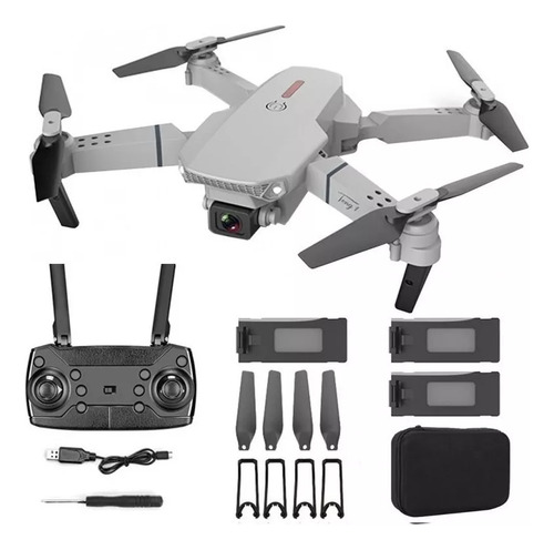 Drone E88 Pro Cámara Doble 4k Hd Con 3 Baterías Color Blanco