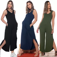 Macacão Pantacourt Viscolycra Ultra Versátil Moda Casual 