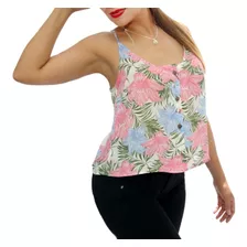 Blusa Poliseda Estampada Rosa Tirante By Zoly Modelo:zl-08-a