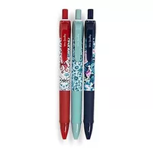 Bolígrafo - Black Ink Click Pen Set Of 3 With Storage Pouch,