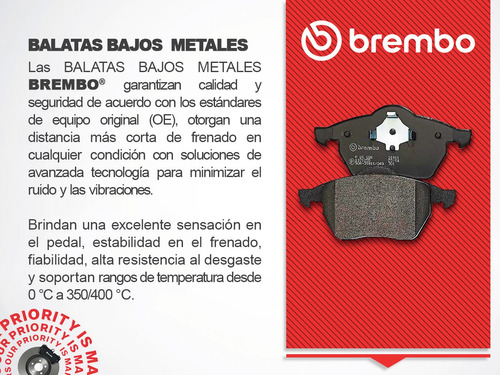 Balatas Bajos Metales Del + Tras Nissan 350z 03 Al 08 Brembo Foto 4