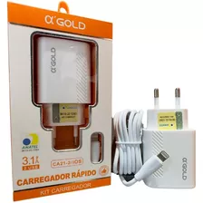 Kit Carregador iPhone Rápido 3.1a 2 Entradas Usb Ca21-2/ios