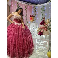 Hermoso Vestido De 15 Quince Años Americano Rojo- Vinotinto