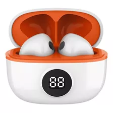 Fone De Ouvido In-ear Sem Fio Bluetooth Visor Led Wb Mini Io Cor Laranja