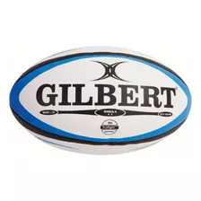 Balón De Rugby N 5 Gilbert Omega Match De Cuero Artificial Color Blanco/azul