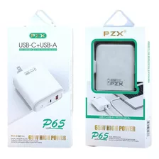 Cargador P/teléfono 65w Pd Carga Rapida Doble Puerto Pzx P65 Color Blanco