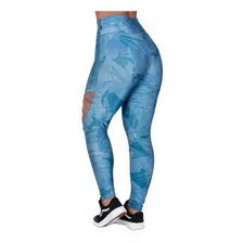 Roupa De Ginástica Legging Feminina Cirrê Estampado Cós Alto