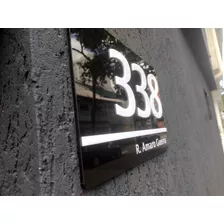 Numero Para Casas, Placa Em Acrílico Preto, Personalizado. Cor Preto E Branco