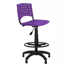 Cadeira Caixa Giratória Plástica Roxa - Ultra Móveis Material Do Estofamento Plástico