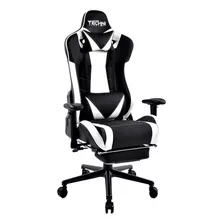 Silla Gamer Reclinable 180° Color Negro Con Blanco, Estructu