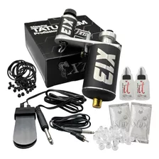 Kit Tattoo Máquina Rotativa X13 Silver Híbrida Traço Pintura