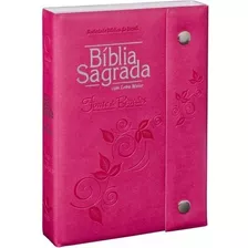 Bíblia Sagrada Ra Com Letra Maior Capa Com Botão/pink