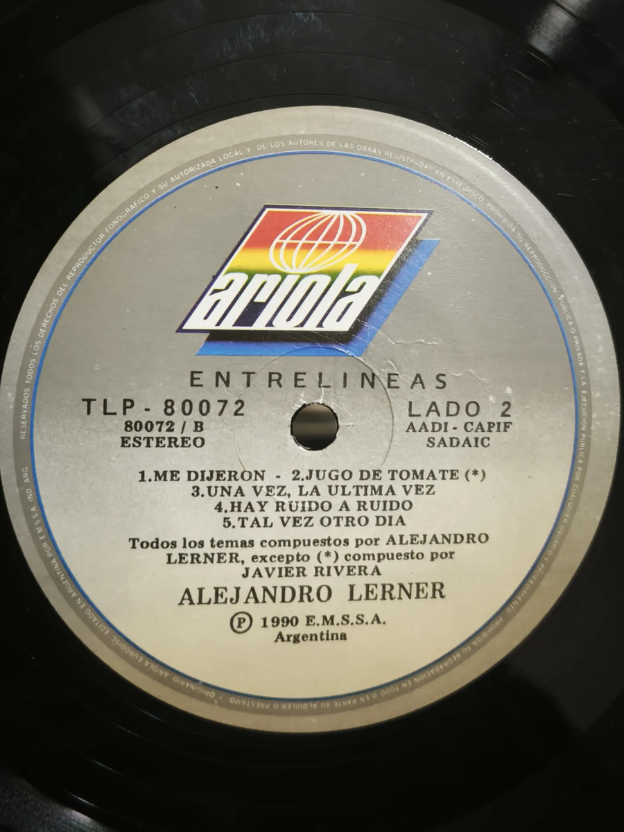 Alejandro Lerner - Entrelineas - vinilo 1990