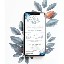 Convite Digital Para Whatsapp Casamento Azul Serenity