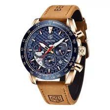 Relógio De Pulso Masculino Benyar By-51510111 Pulseira Couro