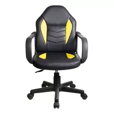 Cadeira Gamer Infantil Preto Amarelo Material Couro/pvc