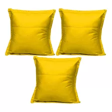 Kit 3 Almofada Decorativa Fofinha 42cm Cadeira Suede Amarelo