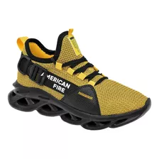 American Tenis Para Hombre Amarillo Negro, Cod 104141-2