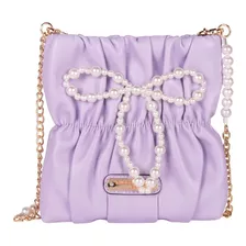 Bolsa De Fiesta Luana Nicole Lee Con Cadena Y Perlas Fw22 Color Lila