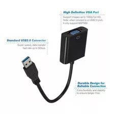 Conversor De Usb 3.0 A Vga 1080p Convertidor Multipantalla Color Negro