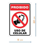 Placa Proibido Uso De Celular 15x20