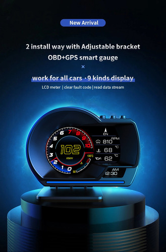 Velocmetro Hud P6 De Doble Sistema Obd\u0026gps Smart Gauge Foto 2