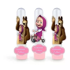 20 Tubetes Personalizado Aplique 3d - Masha E O Urso