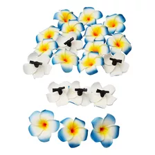 Pinche Traba Modelo Flor Hawaiana Para El Cabello Azul 20und