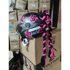 Capacete Personalizado Flores Rosa Pink Par Tranca 35cm Tork