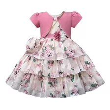 Vestido De Fiesta Flores Más Blazer Y Cartera Para Niñas 