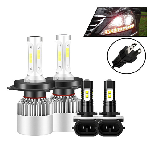 X Kit Faros Led 8000lm Luz Alta Y Baja/niebla Para Hyundai