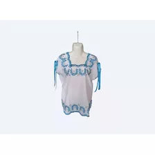 Blusa Yucateca Bordada Algodón Modelo Margarita Talla 34