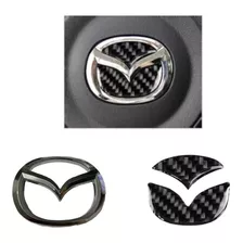 Logo Mazda Volante Cromado 3d Y Calcomanía Adhesiva Lujo