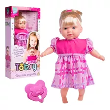 Boneca Totsy Infantil Com Cabelo E Chupeta Fala 113 Frases 