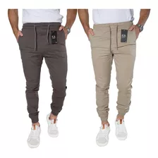 Kit 2 Calça Masculina Jeans Sarja Jogger Com Punho Elastico