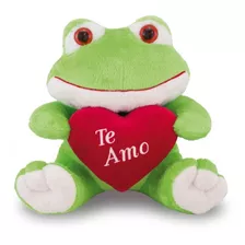 Sapinho De Pelúcia Frog Love Com Coração 32cm