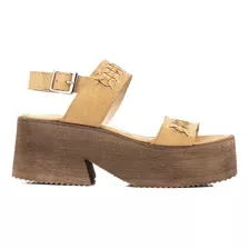 Sandalias De Mujer Batistella Plataforma Cuero Trenzado