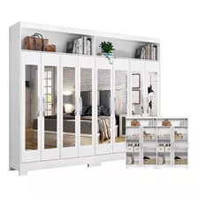 Armario Closet Ropero 8 Puertas Espejos Placard Multiuso