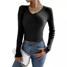 Sweater Jersey Cuello V Lanilla Chaleco Mujer