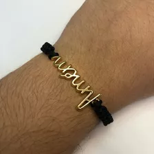 Pulseira Macramê Amém Preta