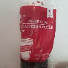 Vaso Cafe Papel Corazones San Valentin 5 Pz Con Tapa