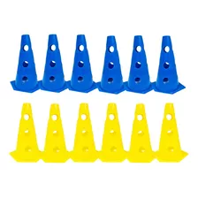 12x Mini Cone Sinalização Esportivo Agilidade Furado 23 Cm