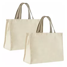 Ecobag Sacola De Lona 40x32x20cm Kit 2 Pçs Alça Caqui