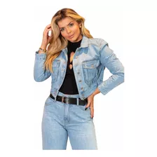 Jaqueta Jeans Clara Feminina Curta Acinturada Tendencia 